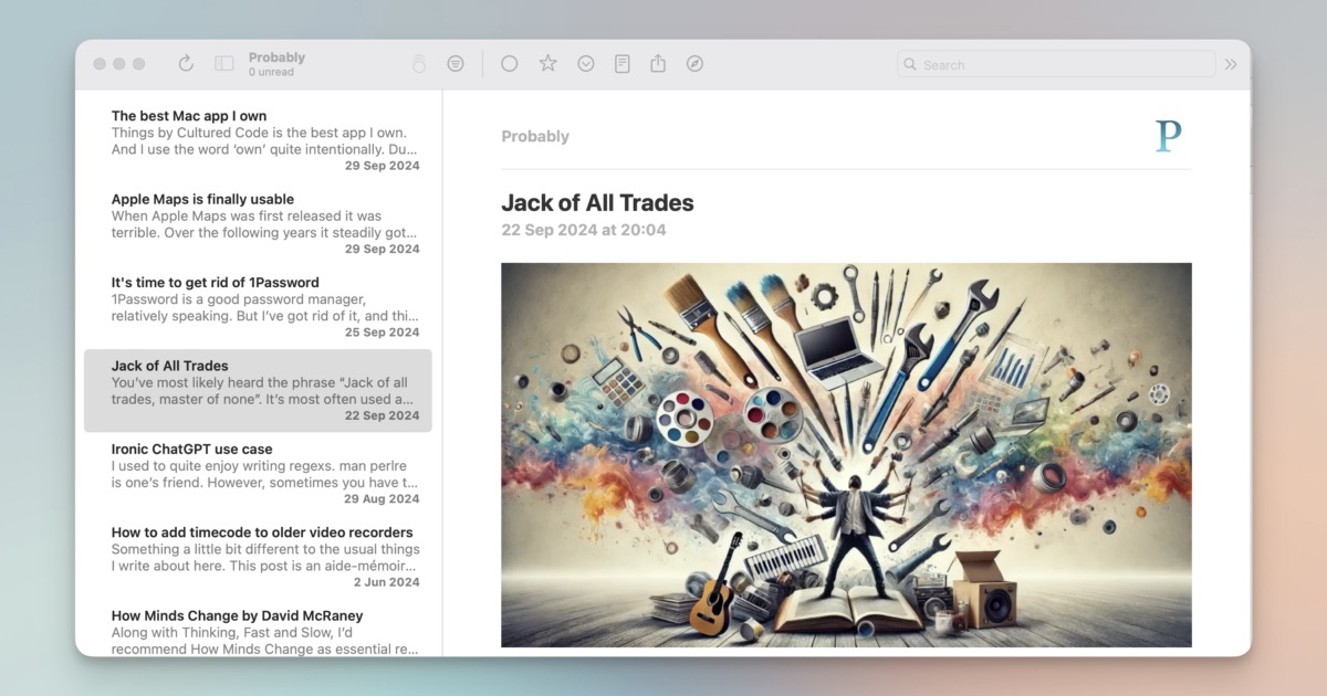 A screenshot of NetNewsWire