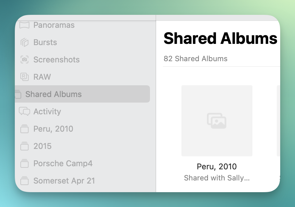“Shared albums are back, with no content”